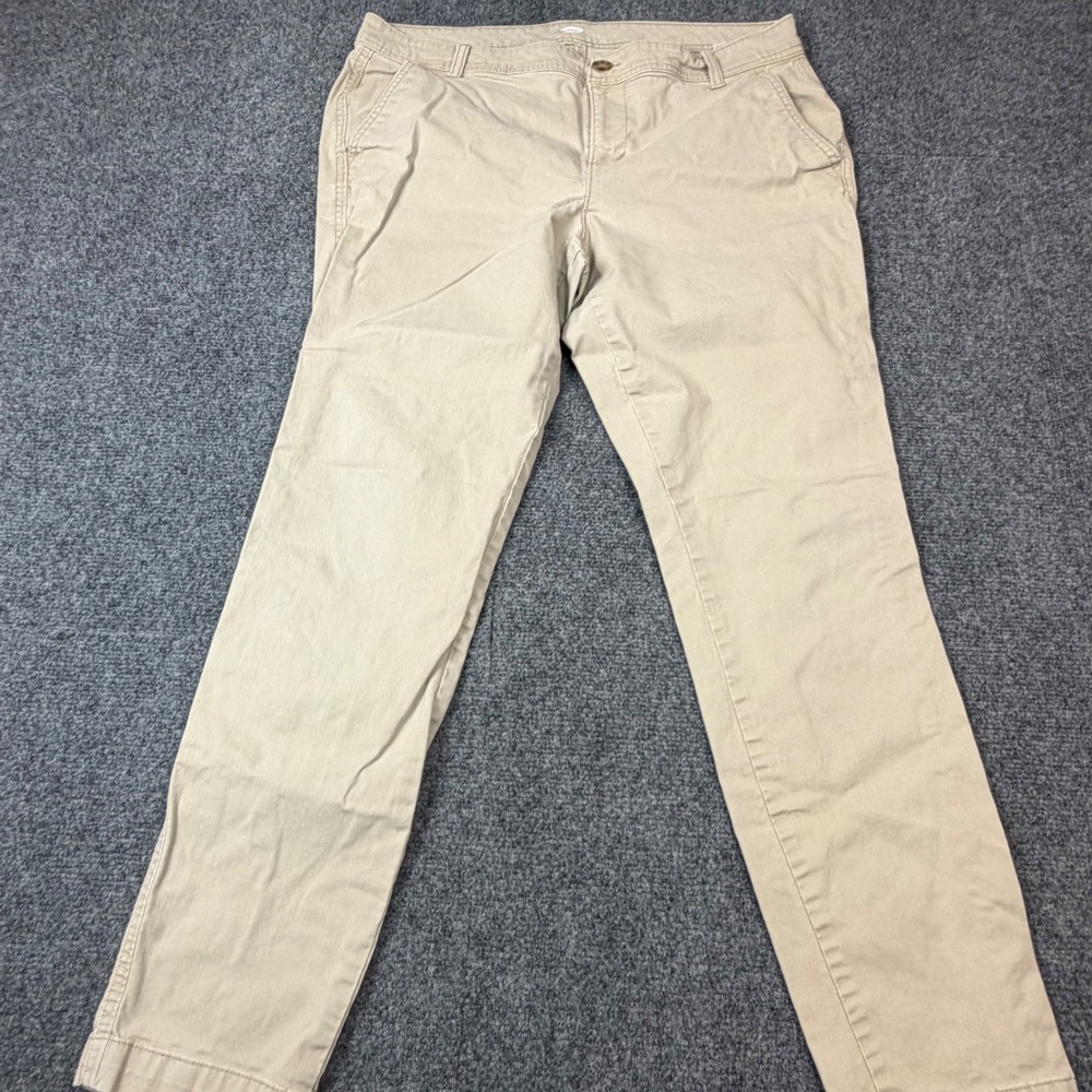 Old Navy Pixie Chino Pants Womens Size 14R 36x30 Khaki Tan Straight Leg Mid Rise